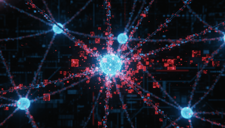 Representacion visual abstracta de un ataque de adversarial machine learning en redes neuronales digitales