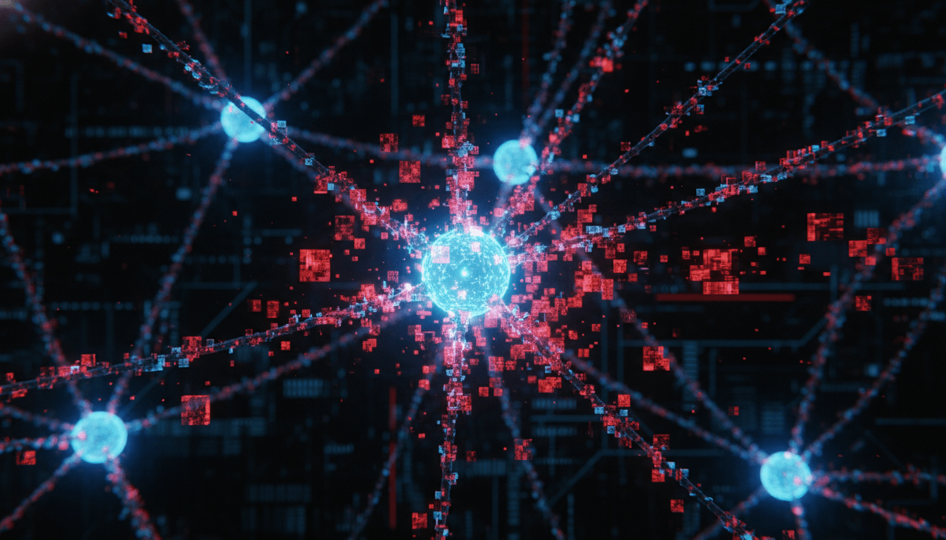 Representacion visual abstracta de un ataque de adversarial machine learning en redes neuronales digitales