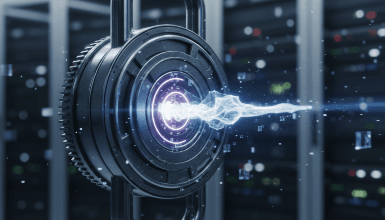 Concepto visual de un ataque de ciberseguridad tipo día cero atravesando una cerradura digital