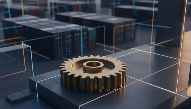 Infraestructura logística moderna y contenedores representando la resiliencia en la cadena de suministro global.