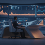 Operador de seguridad en un centro de control ergonómico diseñado según la norma ISO 11064 para evitar el estrés cognitivo.