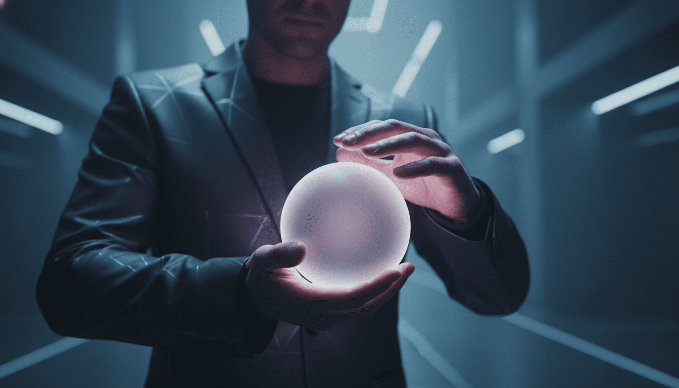 Persona sosteniendo una esfera de luz digital como representacion de la soberania de la identidad digital propia