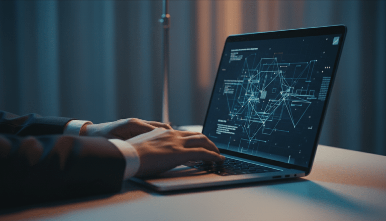 Manos trabajando en una computadora portatil como metafora de ciberseguridad y actualizaciones de software