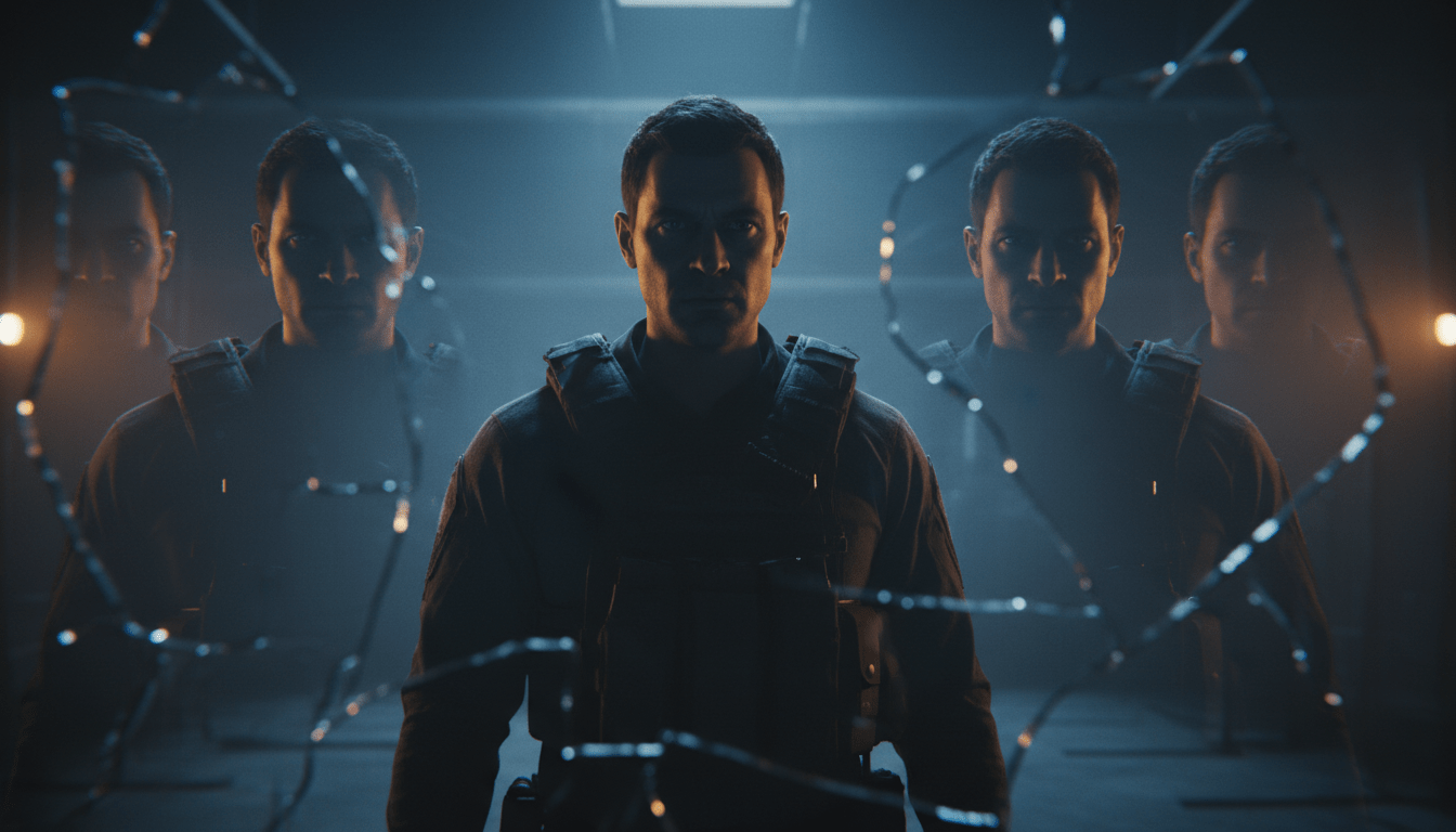 Escolta de seguridad profesional analizando el entorno mediante técnicas de engaño táctico y gestión de percepción.