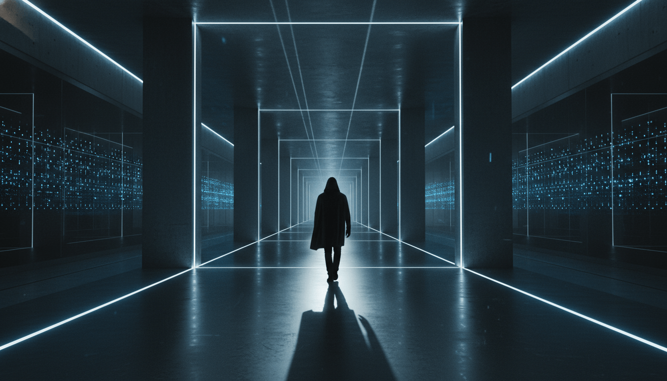 Concepto visual que representa la vigilancia digital, el panoptico moderno y el equilibrio entre seguridad y libertad personal.