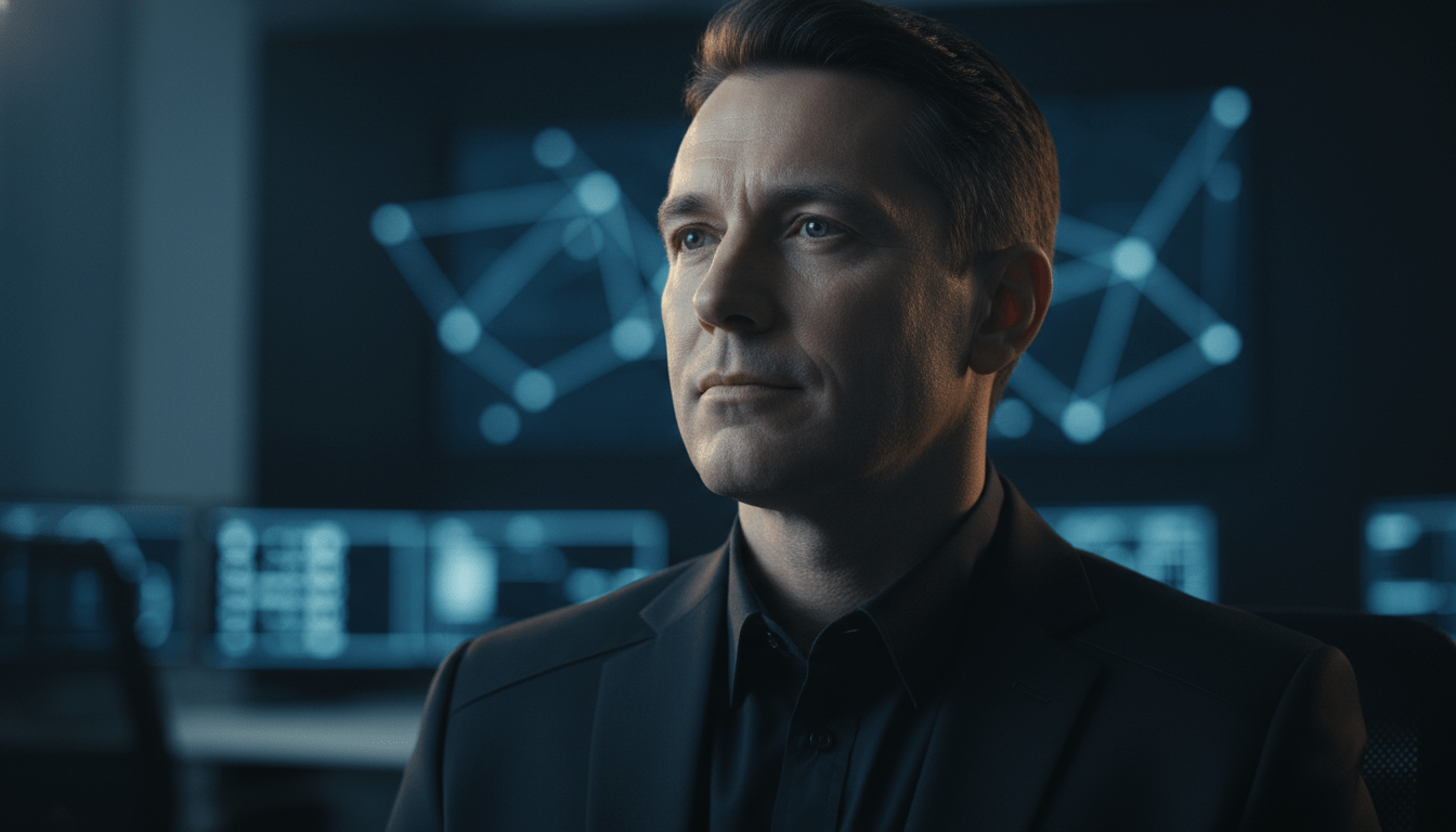 Profesional de seguridad moderna con actitud reflexiva y empática en un centro de control