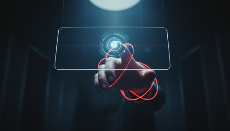 Usuario interactuando con una interfaz digital de criptomonedas bajo riesgo de ciberataque