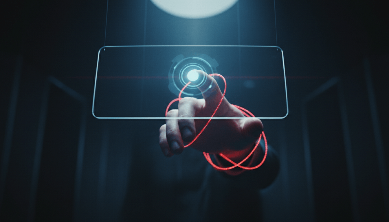 Usuario interactuando con una interfaz digital de criptomonedas bajo riesgo de ciberataque