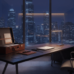 Estrategia corporativa y venta de empresa de seguridad empresarial en oficina ejecutiva moderna