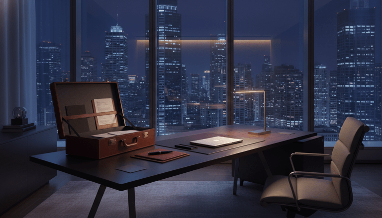 Estrategia corporativa y venta de empresa de seguridad empresarial en oficina ejecutiva moderna