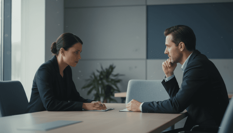 Profesionales realizando una entrevista de investigación basada en la ética y el respeto