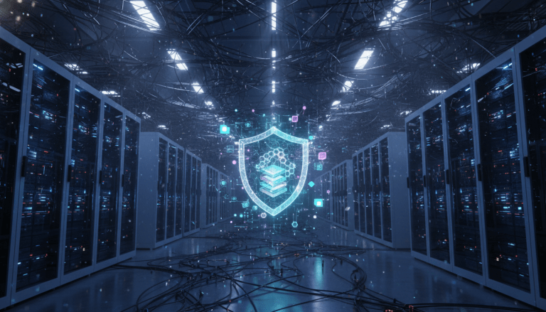 Representación visual de la gestión de la postura de seguridad en la nube protegiendo datos en servidores.