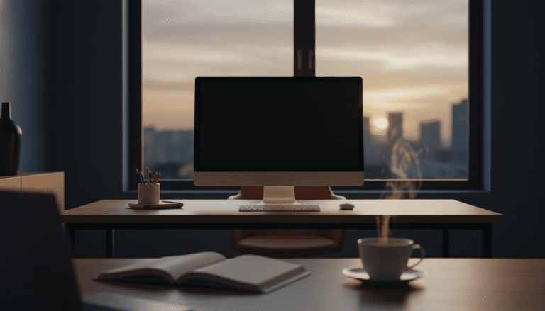 Entorno de oficina profesional tras una crisis de datos, concepto de gestion de reputacion corporativa.