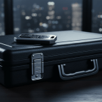 Profesional de seguridad gestionando la finalizacion de un contrato de servicios en una oficina moderna