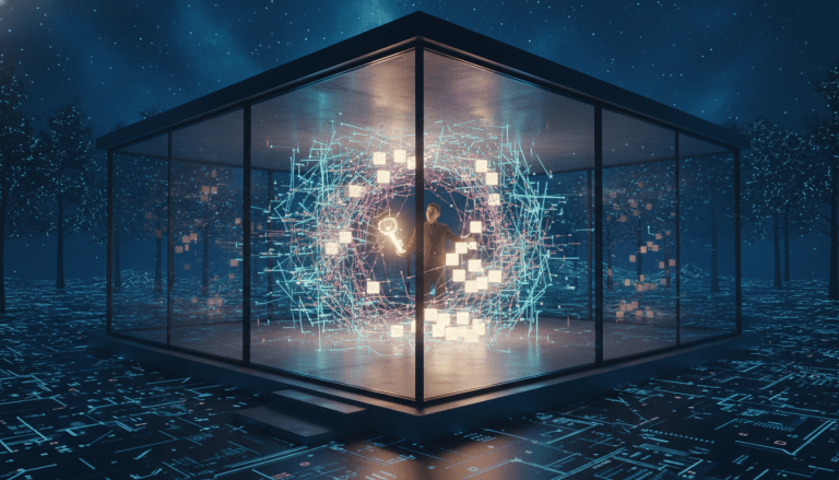 Concepto de higiene digital y seguridad cibernetica minimalista representado con una metafora visual de una casa y datos