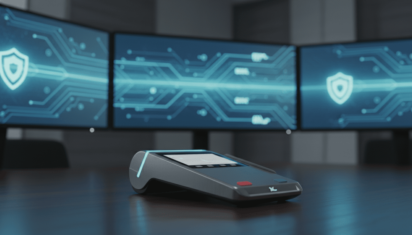 Dispositivo de pago electrónico seguro en entorno de ciberseguridad corporativa para cumplimiento PCI DSS