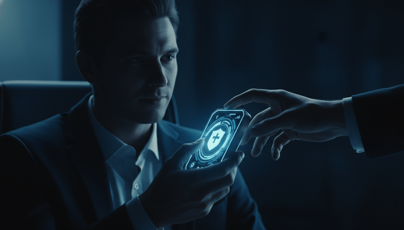 Concepto de ingeniería social mostrando a una persona entregando acceso de seguridad en un entorno de ciberseguridad