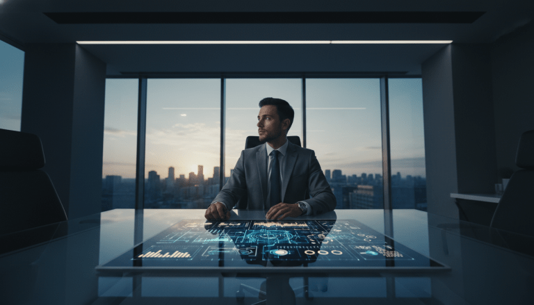 Gestión laboral moderna y automatización mediante big data en una oficina corporativa en España.