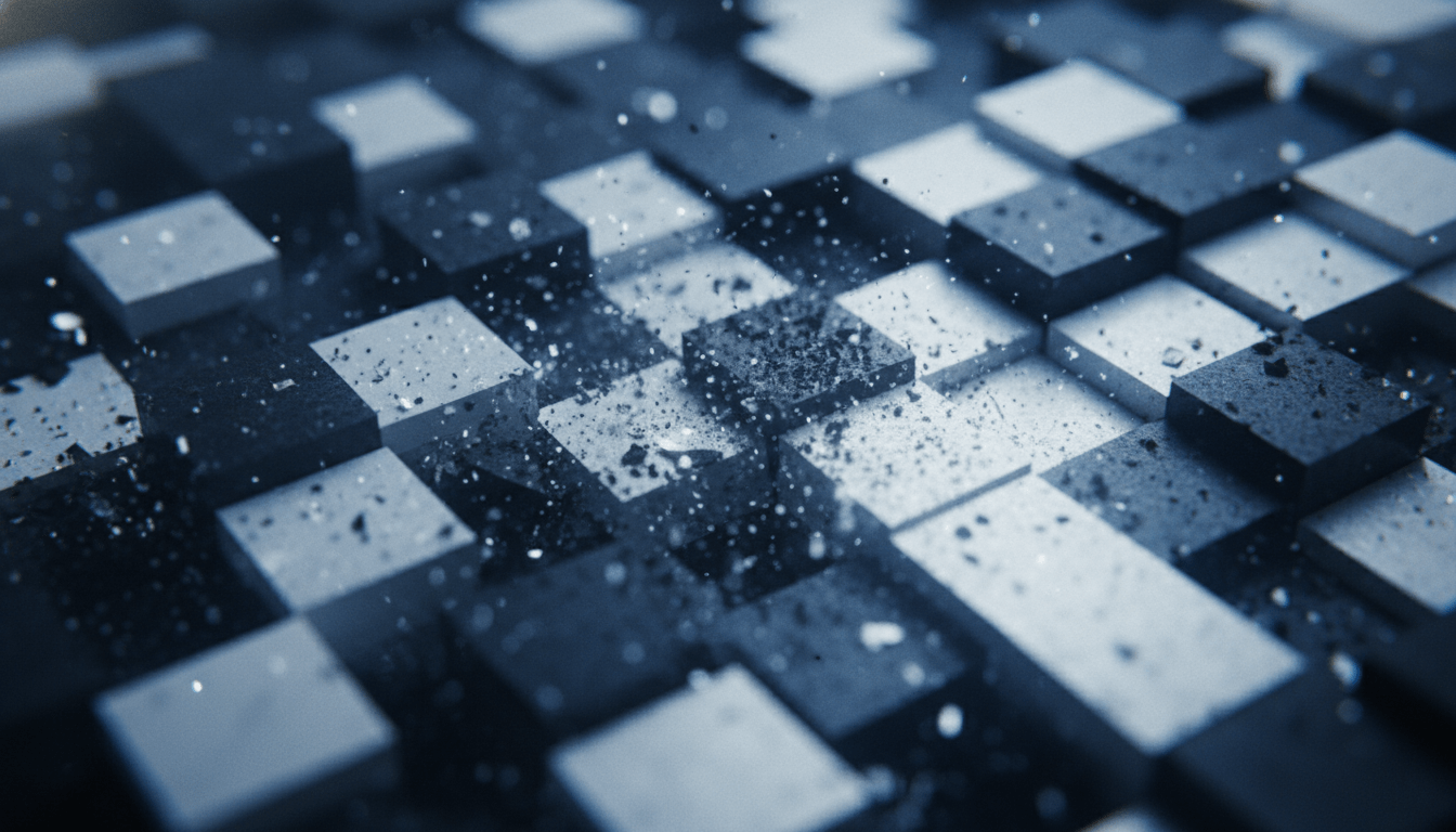 Patrón abstracto de píxeles digitales que representan la vulnerabilidad tecnológica y el peligro del código QR