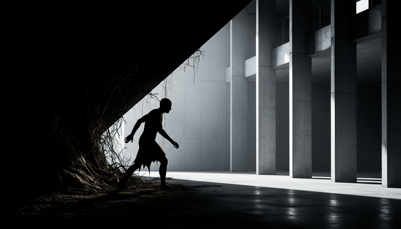 Representacion conceptual de la dualidad entre el instinto de supervivencia y el contrato social en la filosofia moderna