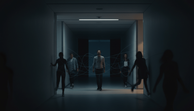 Persona caminando hacia una sombra difusa que representa la pérdida de autonomía en grupos de alta demanda.