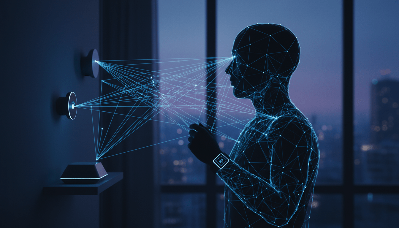 Representacion visual de vigilancia corporativa digital y recoleccion de datos personales en el hogar