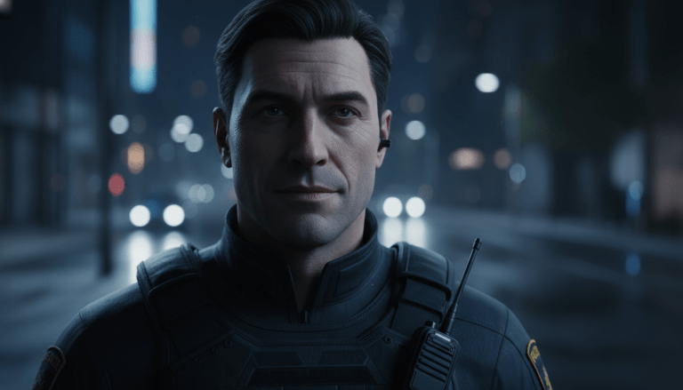 Profesional de seguridad manteniendo la calma y control cognitivo en entorno de alta presión.