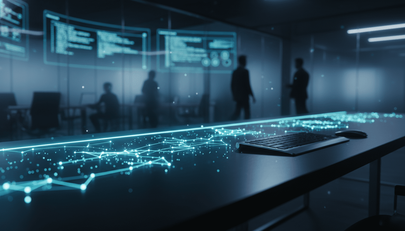 Red digital abstracta representando el concepto de ciberseguridad y modelado de amenazas en un entorno corporativo.