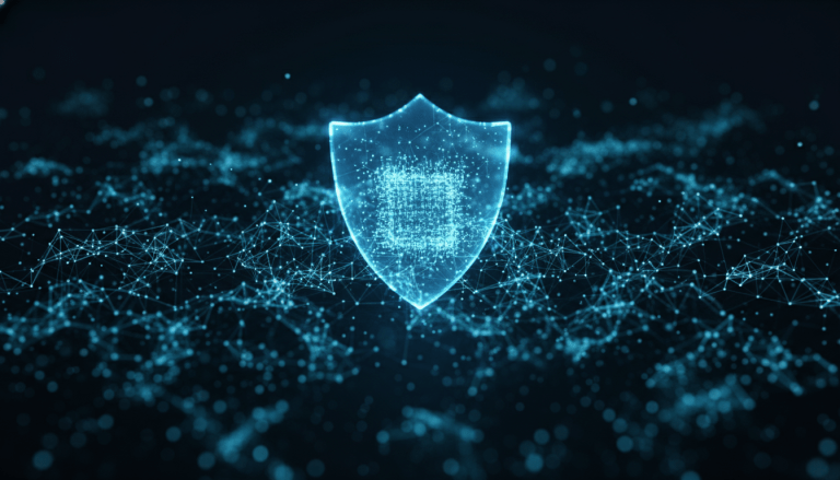 Representacion conceptual de ciberseguridad protegiendo flujos complejos de datos en entornos de Big Data