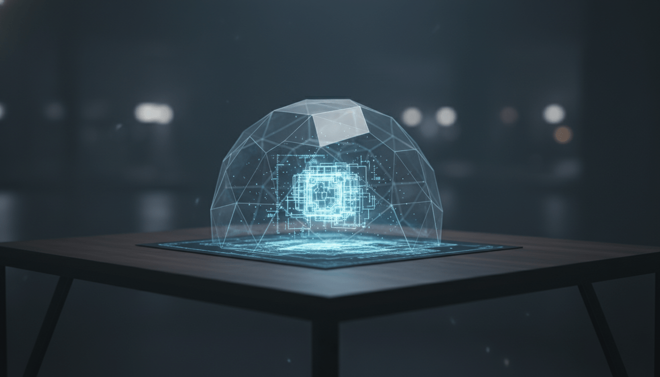 Concepto visual de proteccion de propiedad intelectual y activos creativos digitales con iluminacion cinematografica