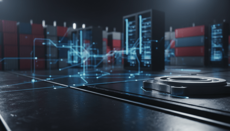 Infraestructura logística moderna interconectada con tecnología digital para una cadena de suministro resiliente