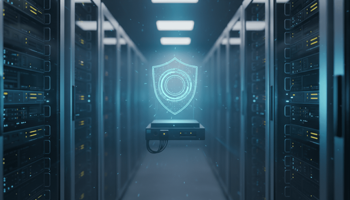 Centro de datos de computación de alto rendimiento con representación visual de seguridad digital