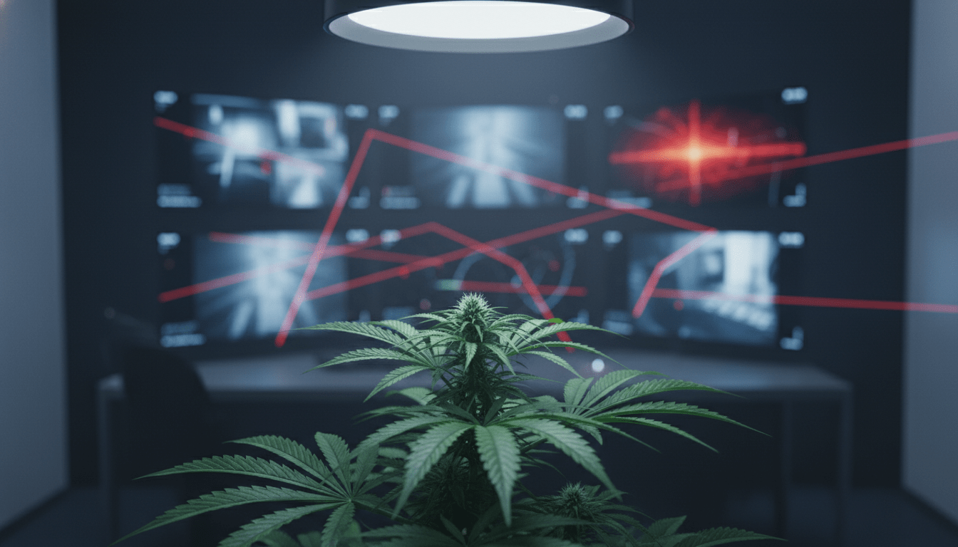 Centro de control de seguridad tecnológica en una instalación profesional de cannabis