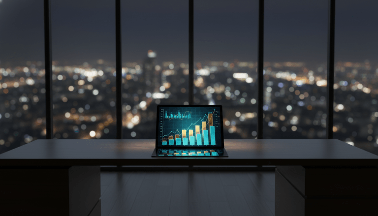 Sistema de gestión contable estratégica para empresas de seguridad privada con gráficos financieros en tablet