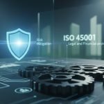 Profesionales de SST planificando la seguridad y salud laboral bajo la norma ISO 45001 en una oficina corporativa.