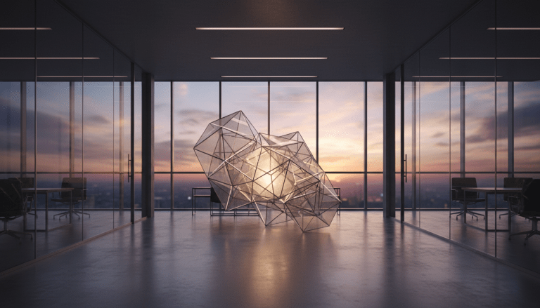 Arquitectura de valores corporativos y transparencia en una oficina moderna