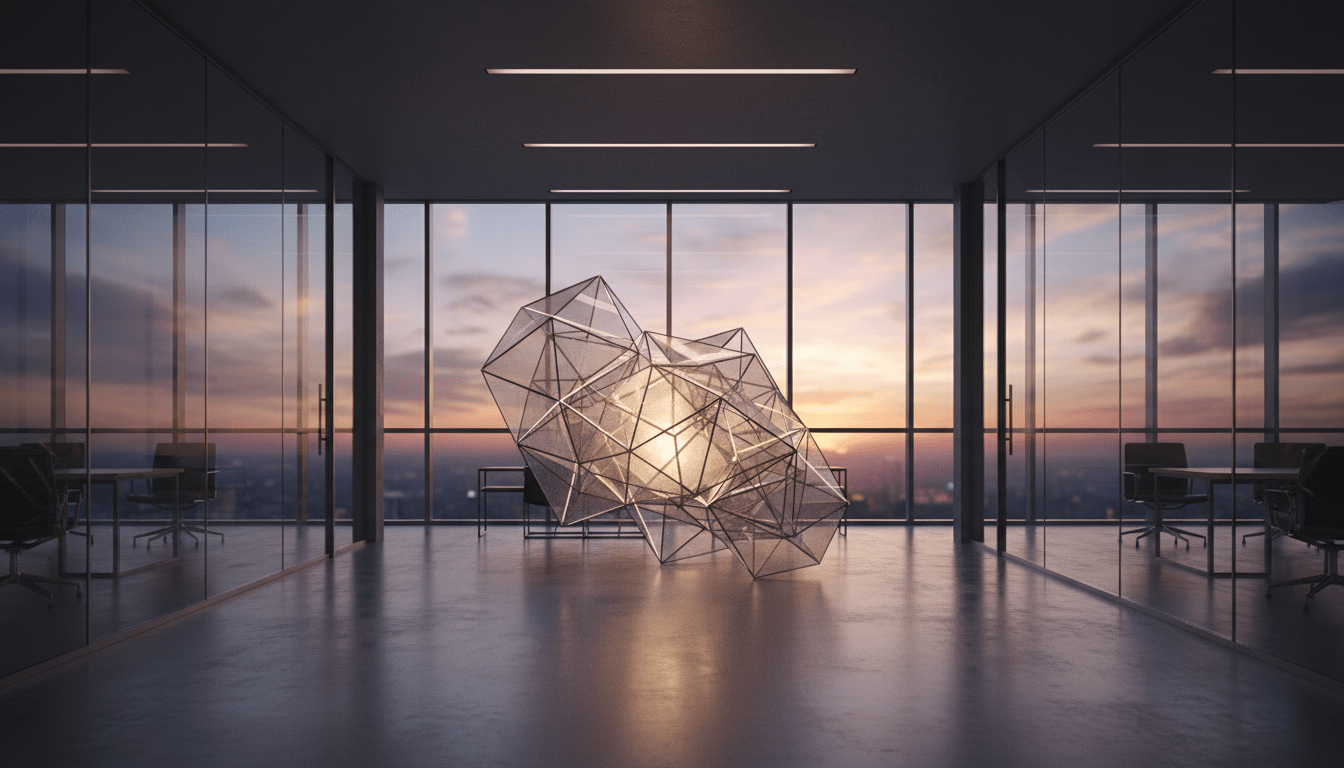 Arquitectura de valores corporativos y transparencia en una oficina moderna