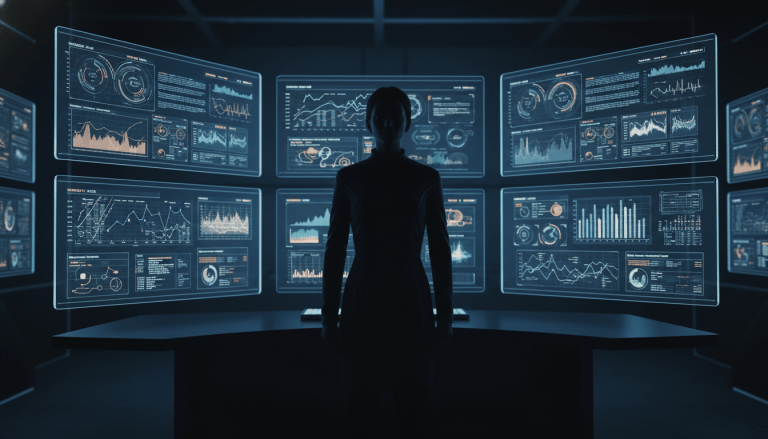 Centro de control de seguridad con tecnología avanzada y análisis de riesgos estratégicos