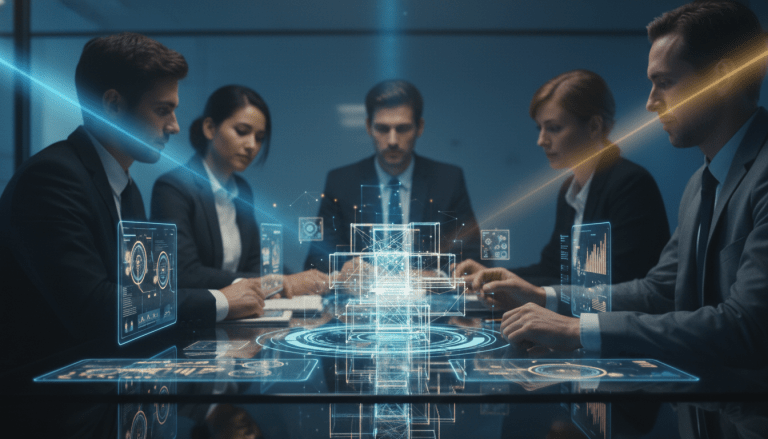 Profesionales colaborando en un proyecto de innovación corporativa en el sector seguridad