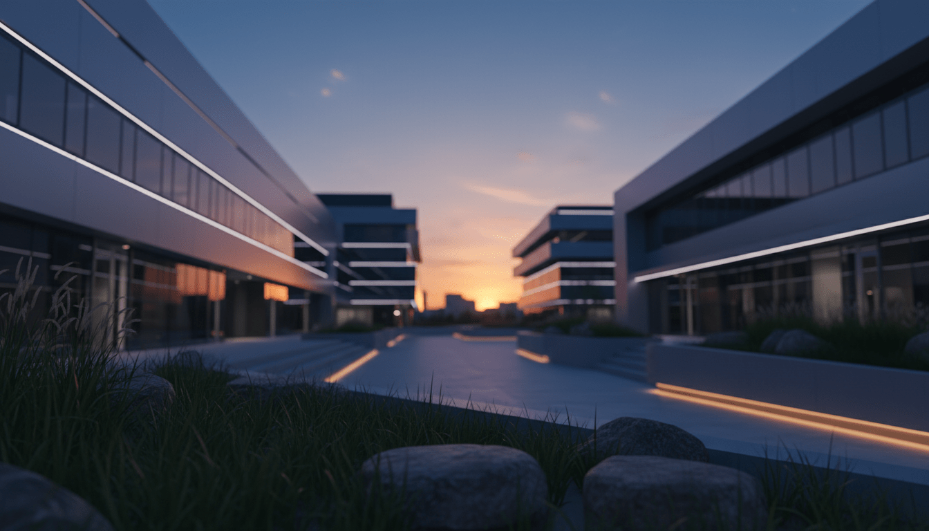 Entorno corporativo diseñado con principios de arquitectura de seguridad y prevención del delito (CPTED).