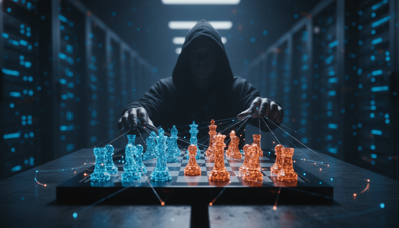 Concepto de ciberseguridad mostrando estrategia humana y analisis de intencion frente a ataques digitales