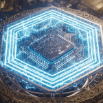 Chip de procesador cuantico protegido por una red de seguridad digital de energia azul