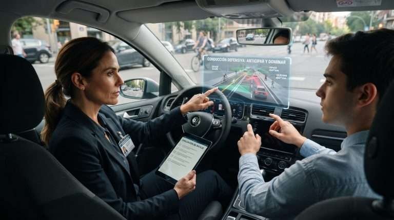 Conducción defensiva: conductor anticipándose al tráfico y situaciones de riesgo en la vía