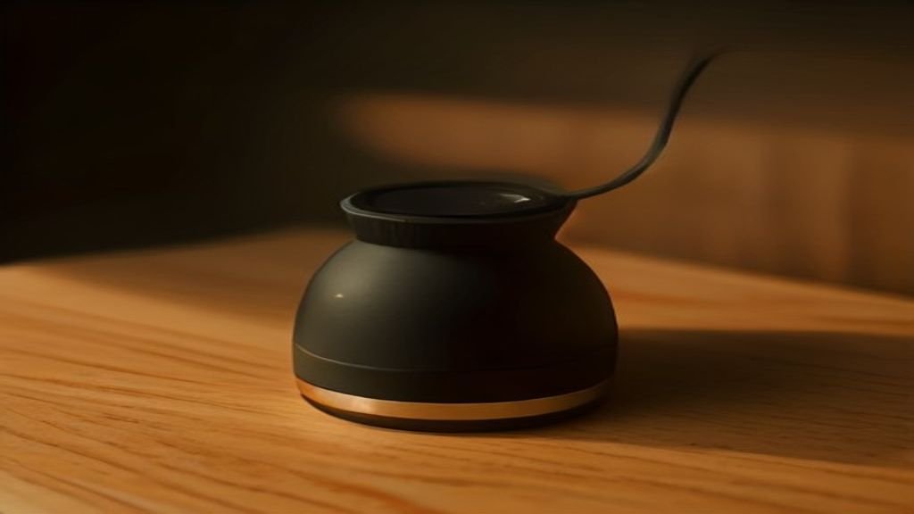 Dispositivo rastreador Bluetooth oculto junto a un smartphone con detector de señales