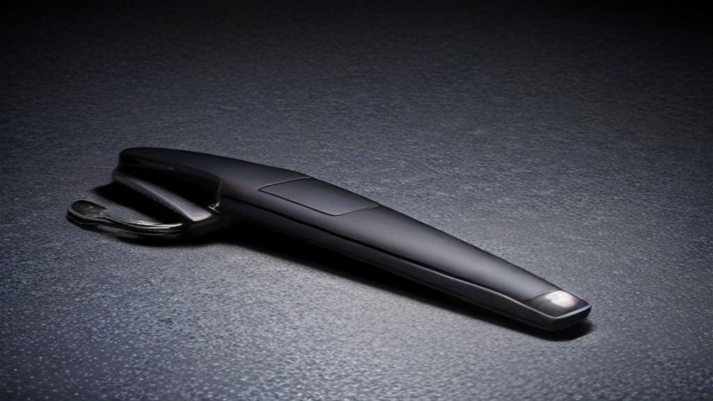 Llave de coche eléctrico dentro de una funda bloqueadora de señal Faraday para protección antirrobo y clonación.