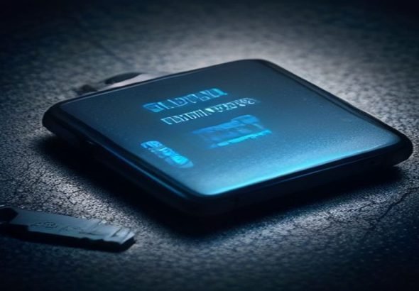 Llave de vehículo eléctrico junto a una bolsa Faraday y un circuito, simbolizando la seguridad contra clonación.