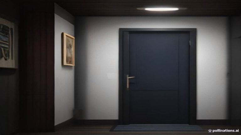 Enrutador de red, concentrador de domótica y cerradura electrónica sobre una mesa de madera de nogal con iluminación tenue